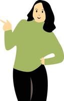 Excited and Cheerful Woman Character with Flat Design vector