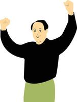 Excited and Cheerful Male Character Isolated on White Background. vector