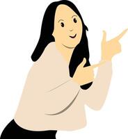 Excited and Cheerful Woman Character Isolated on White Background. vector