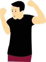Excited and Cheerful Male Character with Flat Design vector