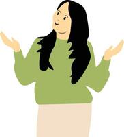 Excited and Cheerful Woman Character in Flat Design vector