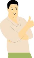 Excited and Cheerful Male Character on White Background. vector