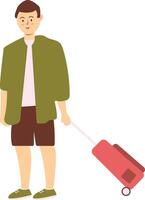 Traveler Male Character with Flat Design. vector