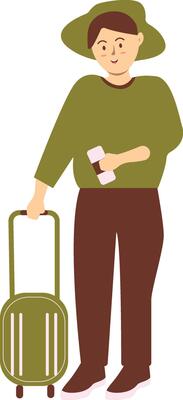 Traveler Female Character with Flat Design.