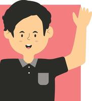 Peeping Boy Children Character with Flat Design. vector