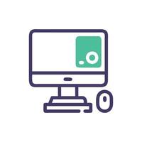 Stylish Computer Icon for Online Learning vector