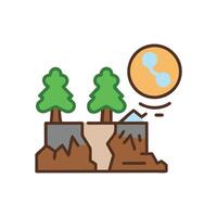 a cartoon illustration of a mountain with trees and a sun vector