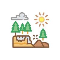 a forest with trees and sun on top vector
