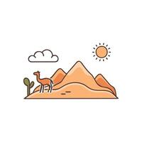 a llama and cactus in the desert vector