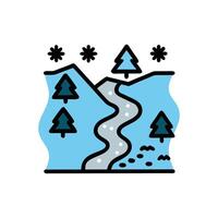 Charming Frozen River with Snowy Banks vector