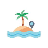 tropical island with palm tree and gps marker illustration vector