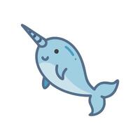 Playful Narwhal in Underwater Scene vector