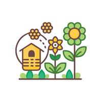 Charming Pollinator Habitat in Bloom vector