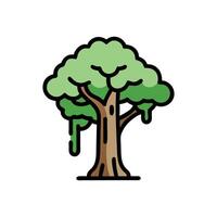 Vibrant Rainforest Tree Surrounded by Flora vector