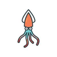 Charming Squid in Coral Reef vector