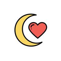 Fasting and Wellness Symbol With a Crescent Moon and Heart on white background. vector
