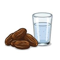 Dates and glass of water illustration vector
