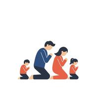 A family praying together on a white background vector