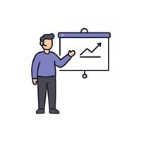 Man presenting on a whiteboard with a graph on it vector