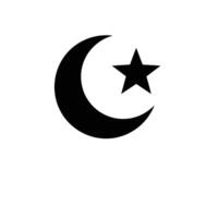 A black and white image of a star and crescent vector