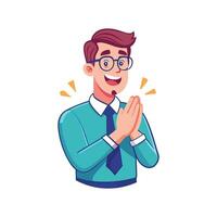 a man in glasses and tie is clapping vector