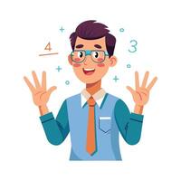 Teacher Counting on Fingers While Explaining vector