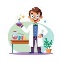 Educator Showing Science Experiment to Students vector