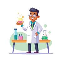 Instructor Demonstrating Science Experiment in Class vector