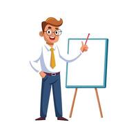 Educator Demonstrating Concepts on Whiteboard vector