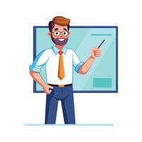 Instructor Explaining Concept Using Whiteboard vector
