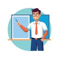 Teacher Explaining Concept on Whiteboard vector