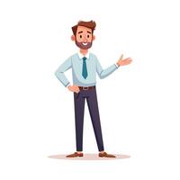 Male Teacher Explaining Concept Using Hand Gestures vector