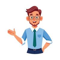 Educator Using Open Palm Gesture to Explain vector
