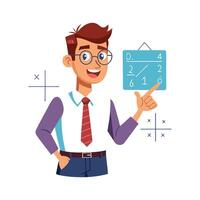 Teacher Explaining Math Formula Using Hand vector