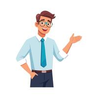 Instructor Explaining with Open Palm Gesture vector