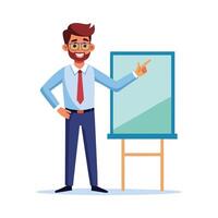 Instructor Pointing to an Invisible Board vector