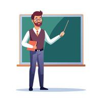 Male Teacher Giving Lecture Using Pointer vector