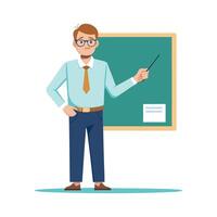 Male Teacher Lecturing with Pointer Tool vector