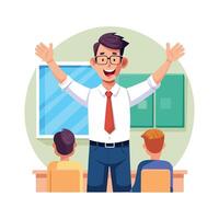 Educator Giving Inspiring Speech to Students vector