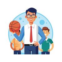 Educator Teaching with Basketball in Hand vector