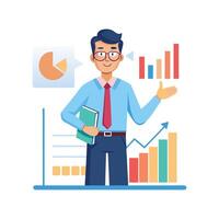 Instructor Holding Bar Graph During Explanation vector