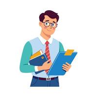 Instructor Holding Binder While Organizing Class vector