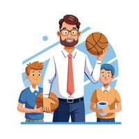 Instructor Holding Basketball While Teaching Class vector