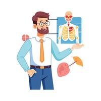 Educator Using Biology Diagram for Explanation vector