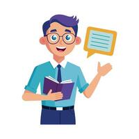 Instructor Holding Book While Asking for Input vector