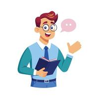 Male Teacher Asking for Student Input with Book vector