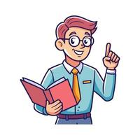 Instructor Holding Bookmark While Recommending vector