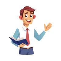 Educator Explaining Lesson While Holding Book vector