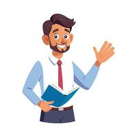 Teacher Holding Book While Explaining Lesson vector