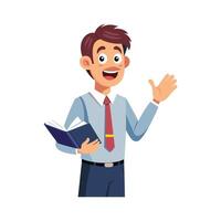 Instructor Holding Book During Explanation vector